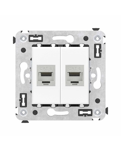 Розетка RJ-45 в стену, кат.6E, Avanti, двойная, белое облако (4400794). Розетка компьютерная модульная. ДКС в Химках
