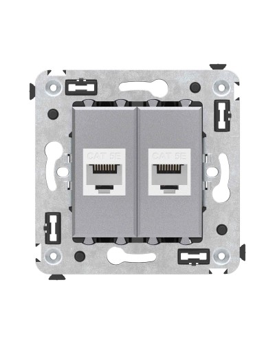 Розетка RJ-45 в стену, кат.5E, Avanti, двойная, закаленная сталь (4404664). Розетка компьютерная. ДКС в Химках