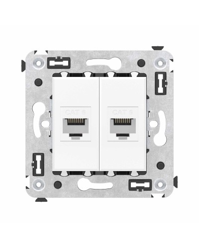 Розетка RJ-45 в стену, кат.6E, Avanti, двойная, белое облако (4400694). Розетка компьютерная. ДКС в Химках