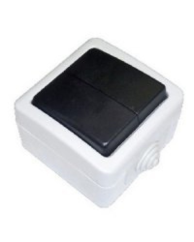 Переключатель двухклавишный 2-полюсный с 2 мест EF602SA, серый, LK Aqua (80006). Переключатель. Экопласт в Химках