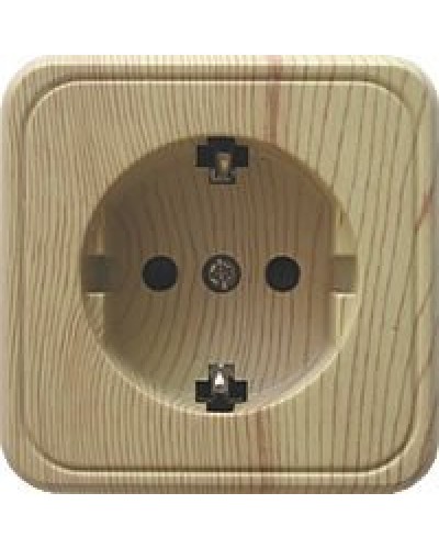 Розетка одинарная открытой установки с з/к, сосна, LK Standard (813225). Розетка с заземляющими контактами и защитными шторками. Экопласт в Химках