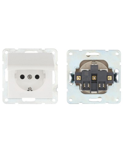 Розетка с з/к, шторками и крышкой, белый LK60 (863404-1). Розетка. Экопласт в Химках