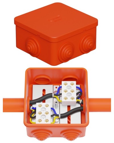 Коробка JBS080 85х85х50, 6 вых., 3P (0,15-10,0 мм²) (43301HF). Коробка монтажная, огнестойкая, без галогена. Экопласт в Химках