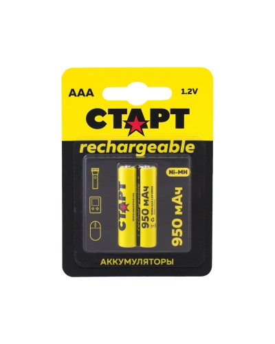 СТАРТ HR03 (AAA, 950mah), упак. 2 шт. БЛИСТЕР. Перезаряжаемые аккумуляторы. СТАРТ в Химках