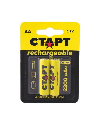 СТАРТ HR6 (AA, 2300 mah), упак. 2 шт. БЛИСТЕР. Перезаряжаемые аккумуляторы. СТАРТ в Химках